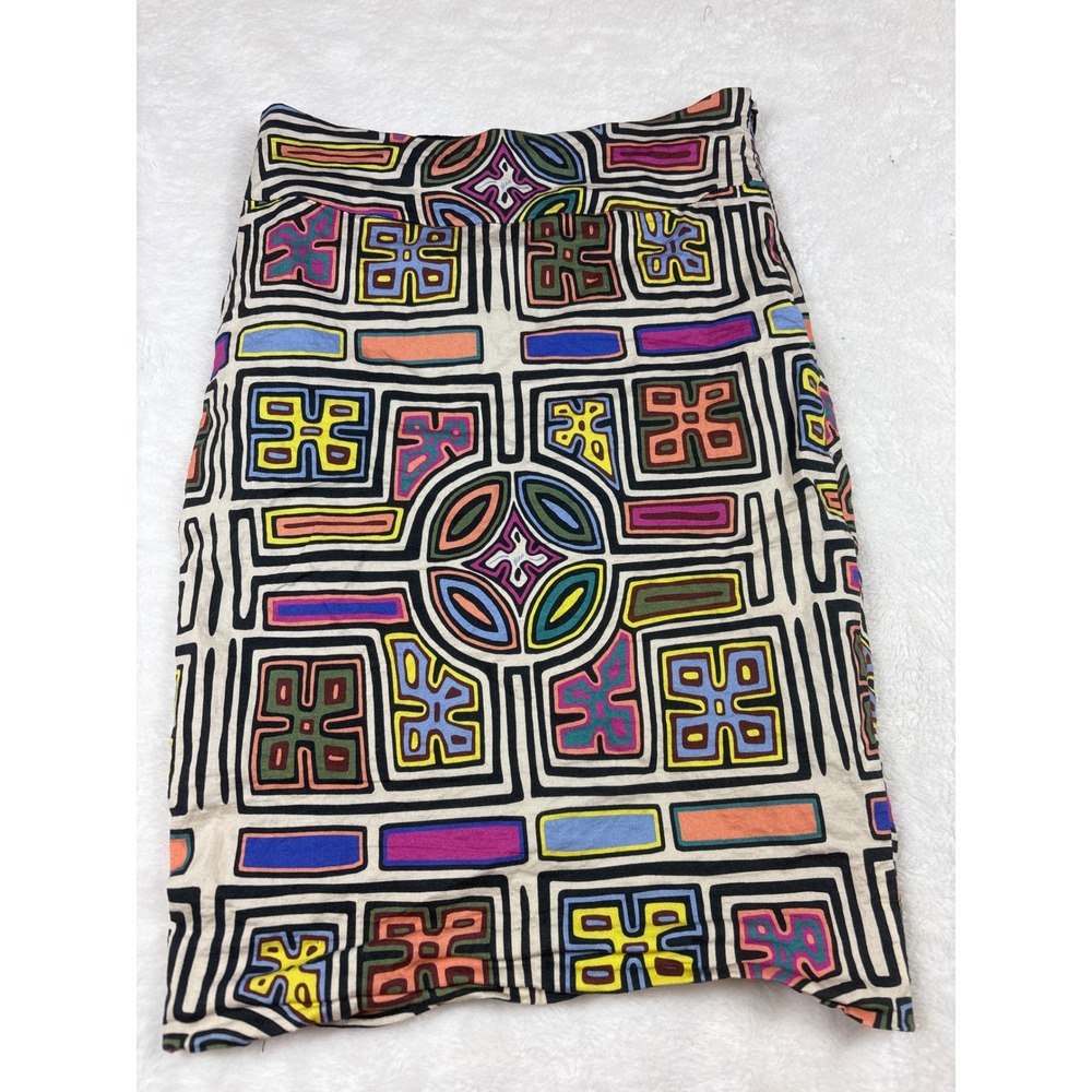 Artelier Nicole Miller Mola Print Pencil Skirt Multi Color Geometric Size 4